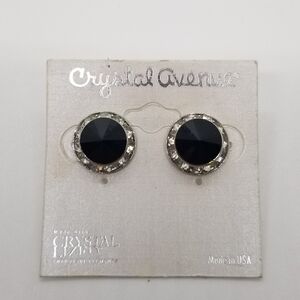 Crystal Avenue black rivoli earrings with Swarovski crystal border